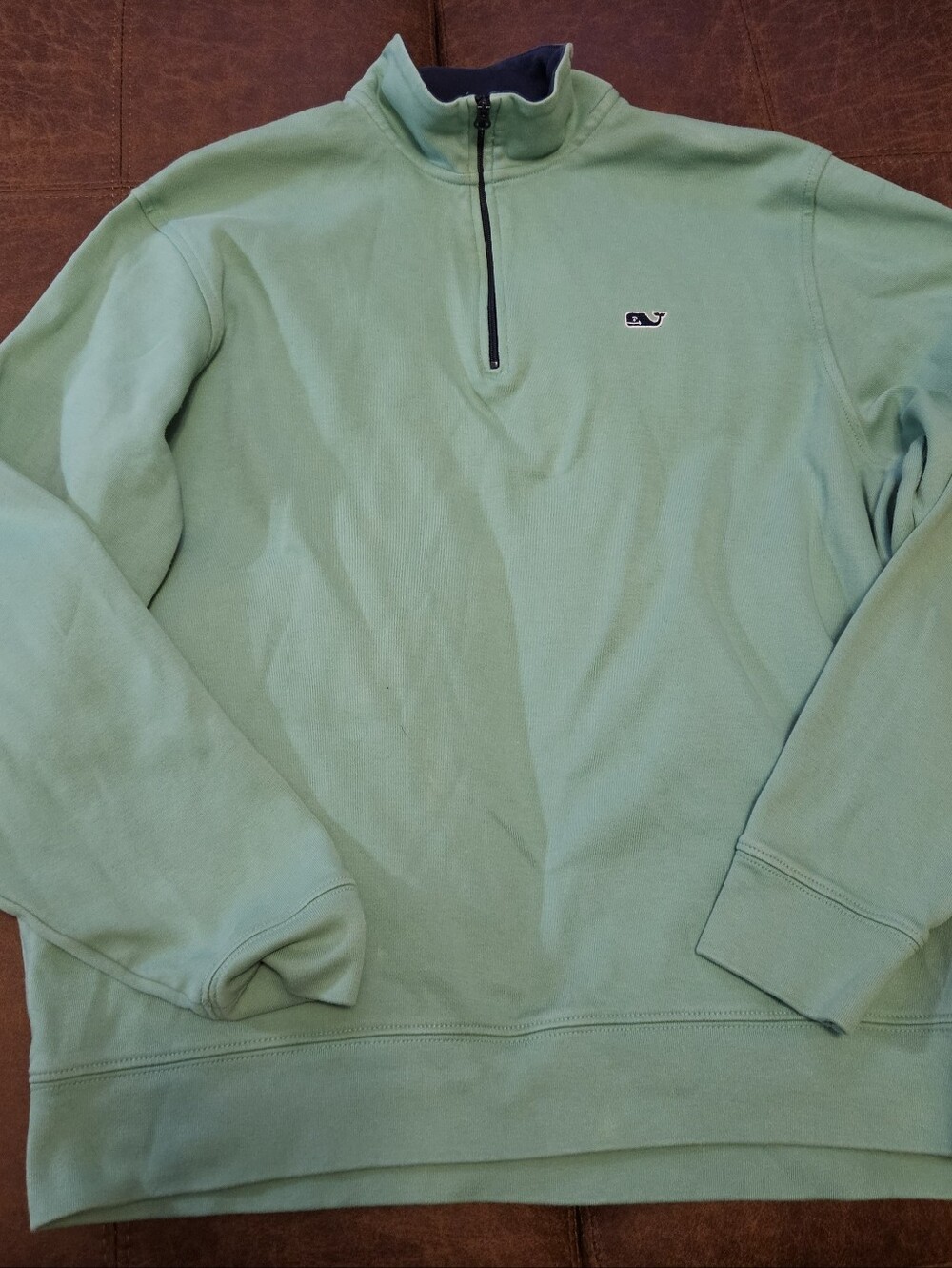 Vineyard Vines Men's Mint Green Whale Quarter Zip - Medium